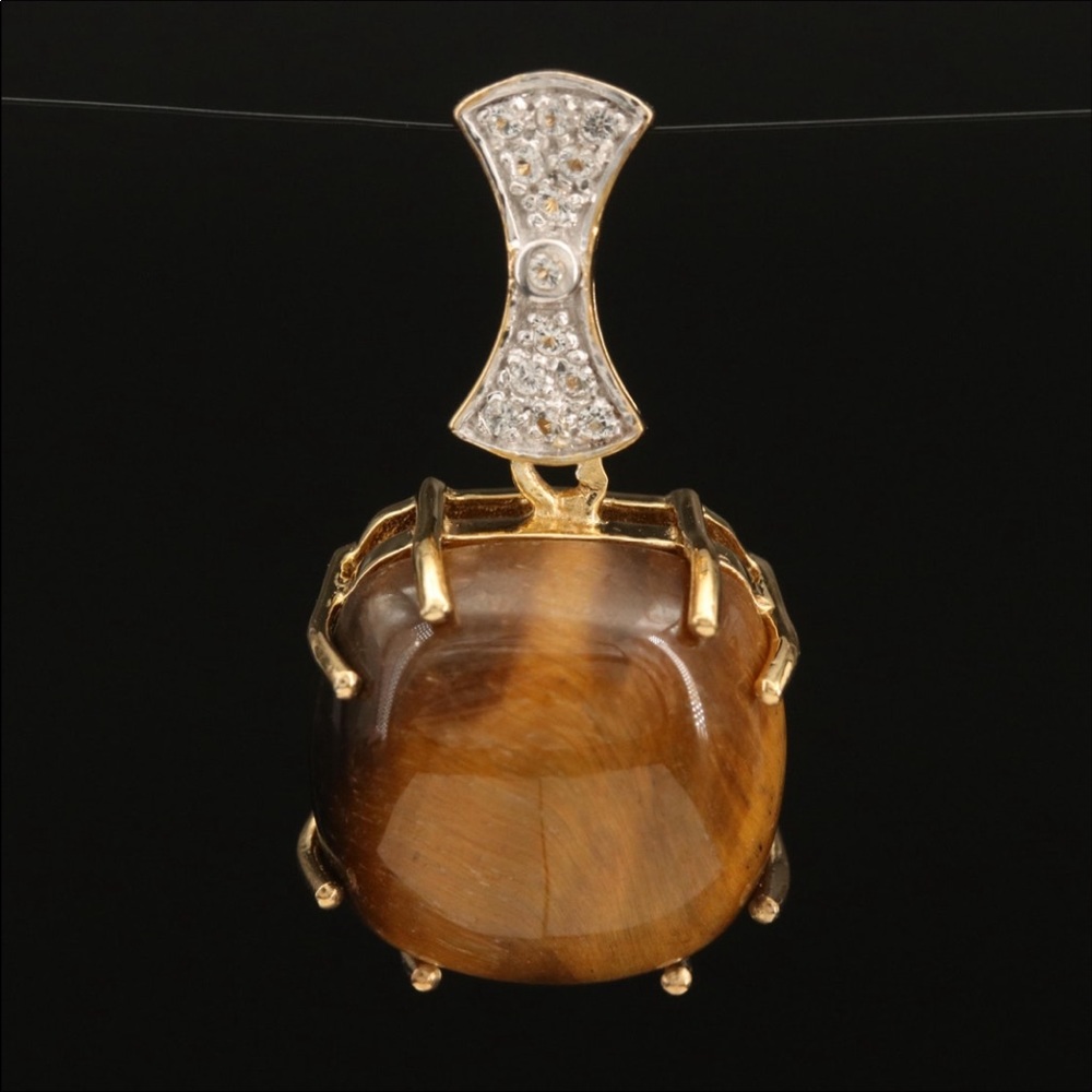 Sterling Tiger’s Eye and Topaz Pendant